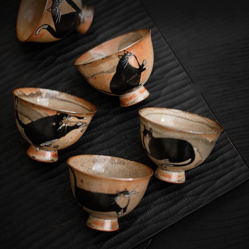 Buddha Stones Small Cute Cat Teacup Kung Fu Tea Cup 60ml - image 0