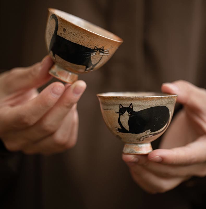 Buddha Stones Small Cute Cat Teacup Kung Fu Tea Cup 60ml - image 14