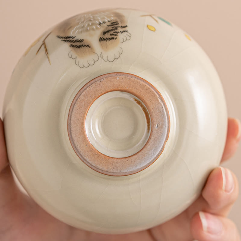 Buddha Stones Cute Cat Yellow Flowers Rabbit Teacup Kung Fu Tea Cup - image 3