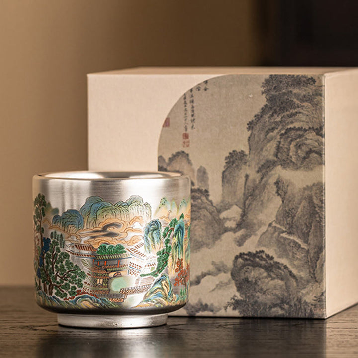 Buddha Stones Fish Lotus Seaweed Valley Mountains Pine Tree Dragon Teacup Kung Fu Tea Cup With Gift Box - Valley 5.5cm*6.5cm*120ml - image 17