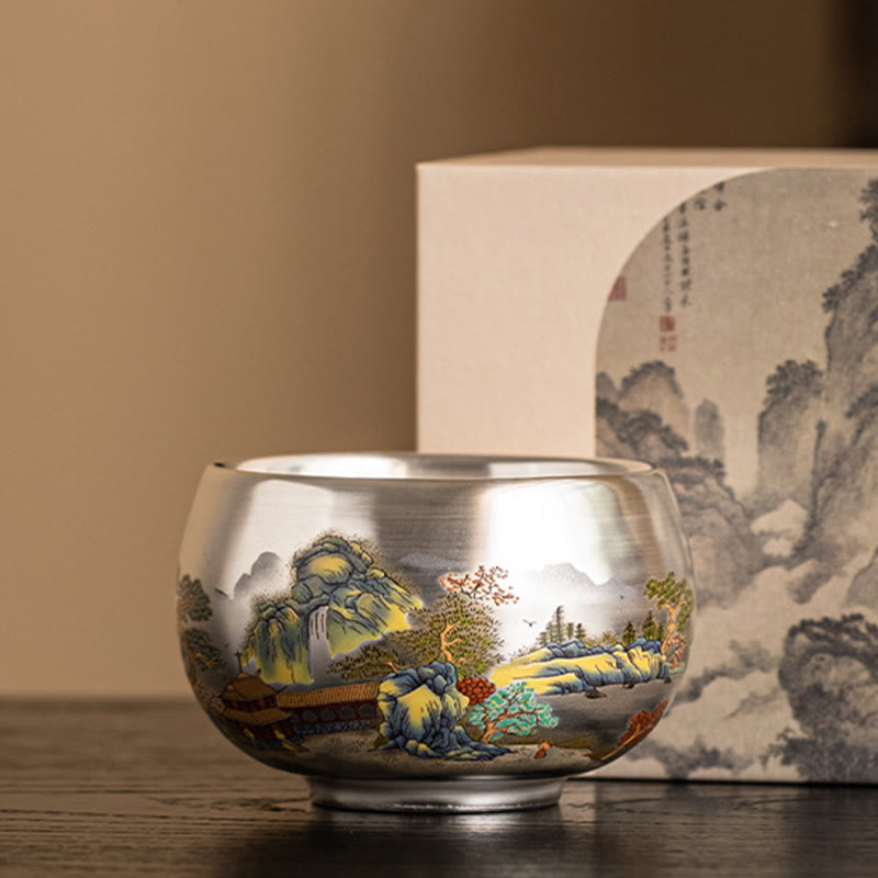 Buddha Stones Fish Lotus Seaweed Valley Mountains Pine Tree Dragon Teacup Kung Fu Tea Cup With Gift Box - Mountains And Rivers 8.3cm*5.4cm*150ml - image 19