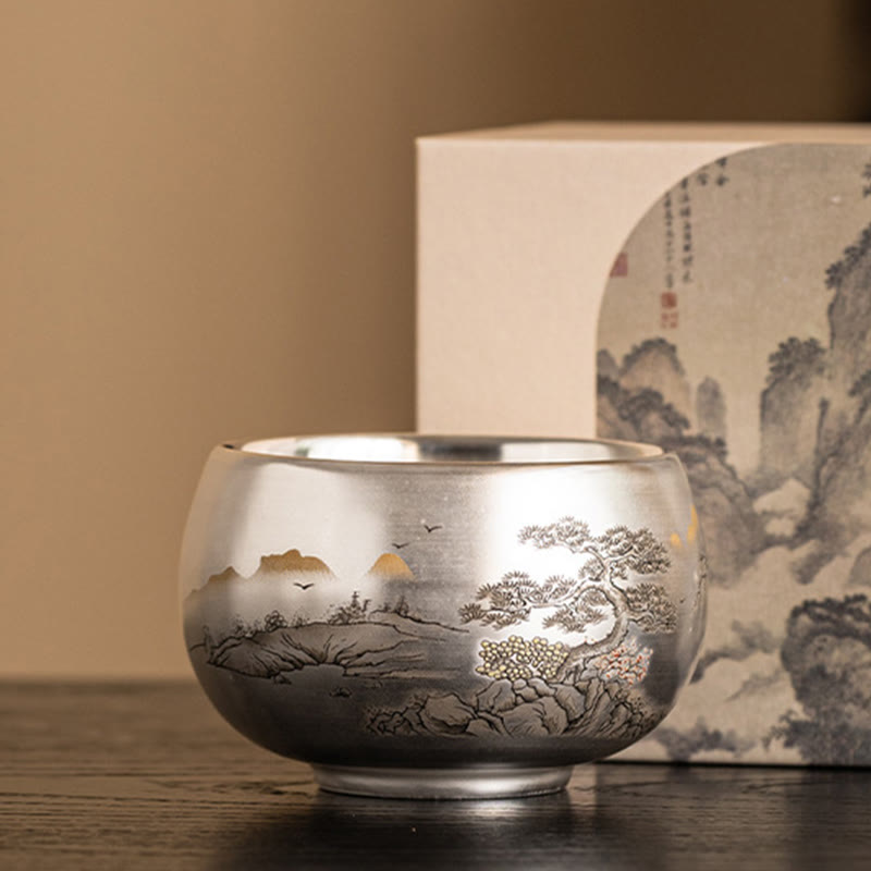 Buddha Stones Fish Lotus Seaweed Valley Mountains Pine Tree Dragon Teacup Kung Fu Tea Cup With Gift Box - Pine Tree 8.3cm*5.4cm*150ml - image 33