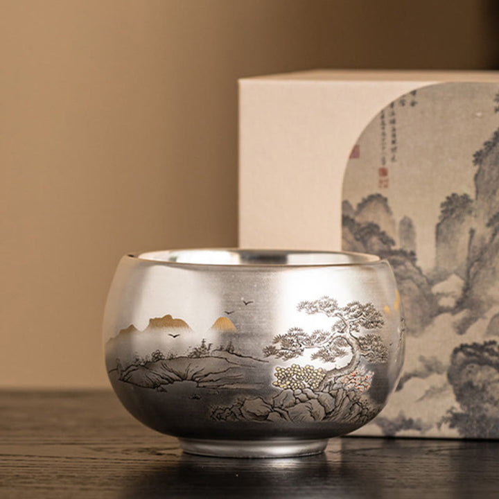 Buddha Stones Fish Lotus Seaweed Valley Mountains Pine Tree Dragon Teacup Kung Fu Tea Cup With Gift Box - Pine Tree 8.3cm*5.4cm*150ml - image 33