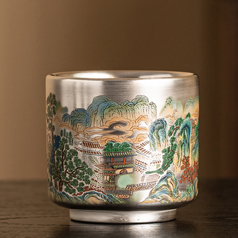 Buddha Stones Fish Lotus Seaweed Valley Mountains Pine Tree Dragon Teacup Kung Fu Tea Cup With Gift Box - image 18