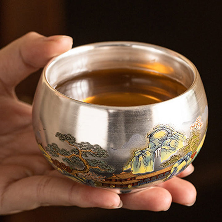 Buddha Stones Fish Lotus Seaweed Valley Mountains Pine Tree Dragon Teacup Kung Fu Tea Cup With Gift Box - image 20