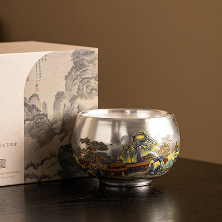 Buddha Stones Fish Lotus Seaweed Valley Mountains Pine Tree Dragon Teacup Kung Fu Tea Cup With Gift Box - image 28