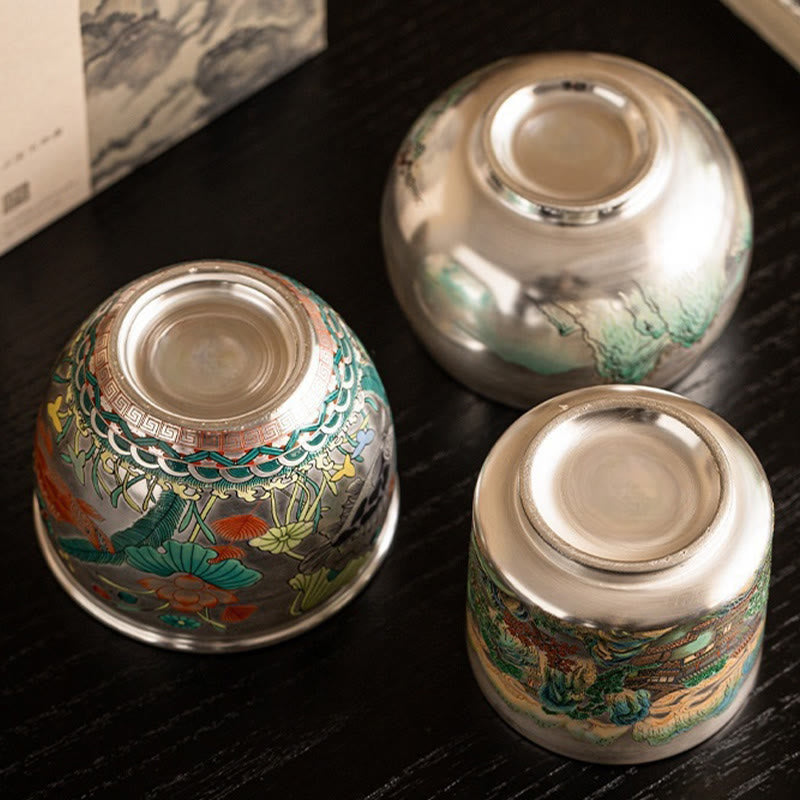 Buddha Stones Fish Lotus Seaweed Valley Mountains Pine Tree Dragon Teacup Kung Fu Tea Cup With Gift Box - image 39