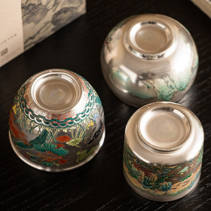 Buddha Stones Fish Lotus Seaweed Valley Mountains Pine Tree Dragon Teacup Kung Fu Tea Cup With Gift Box - image 39