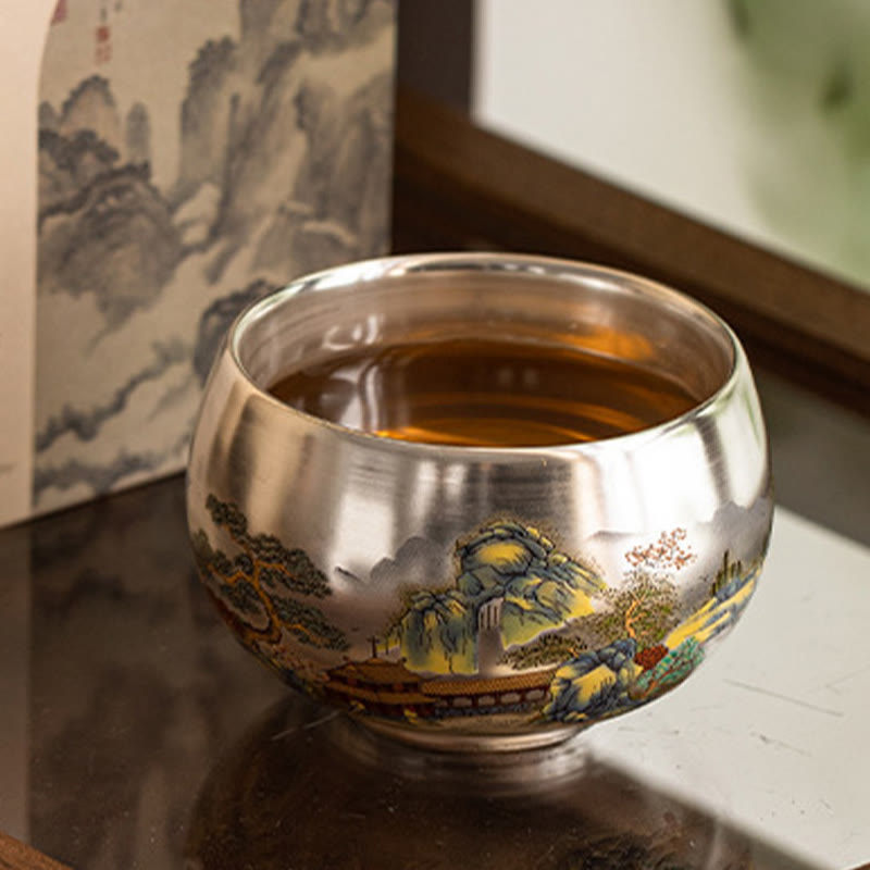 Buddha Stones Fish Lotus Seaweed Valley Mountains Pine Tree Dragon Teacup Kung Fu Tea Cup With Gift Box - image 25