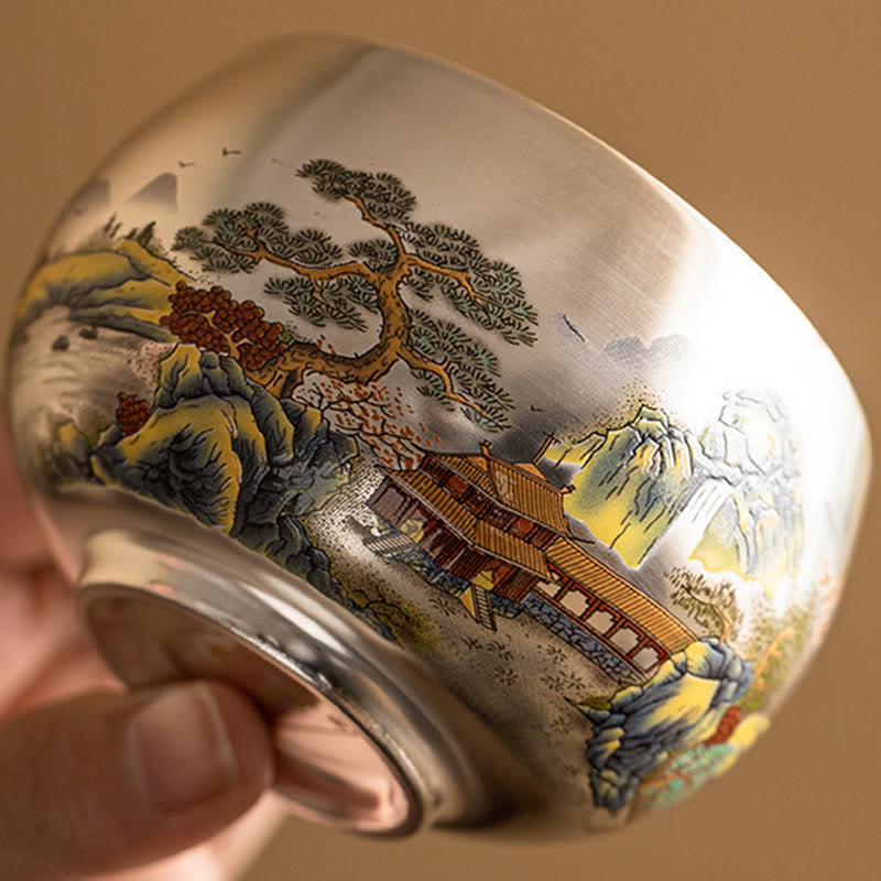 Buddha Stones Fish Lotus Seaweed Valley Mountains Pine Tree Dragon Teacup Kung Fu Tea Cup With Gift Box - image 21