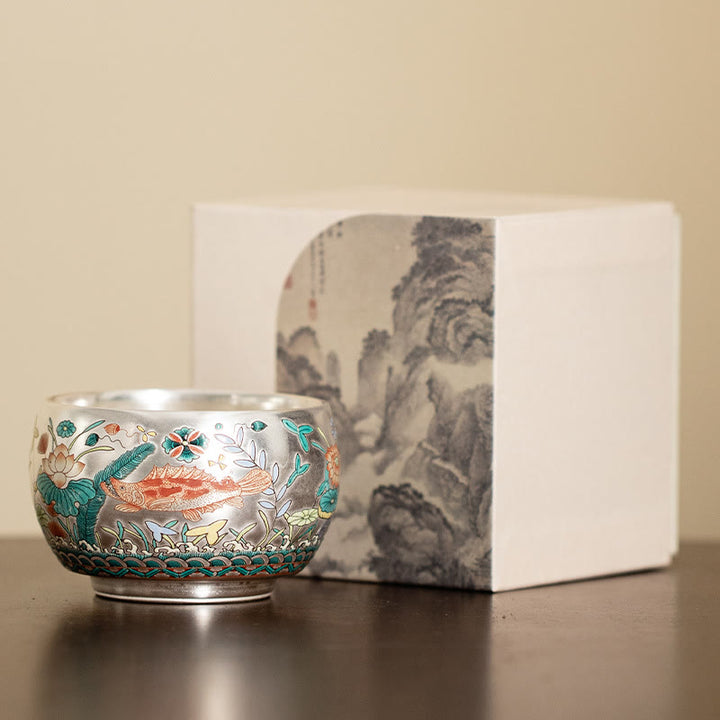 Buddha Stones Fish Lotus Seaweed Valley Mountains Pine Tree Dragon Teacup Kung Fu Tea Cup With Gift Box - image 8