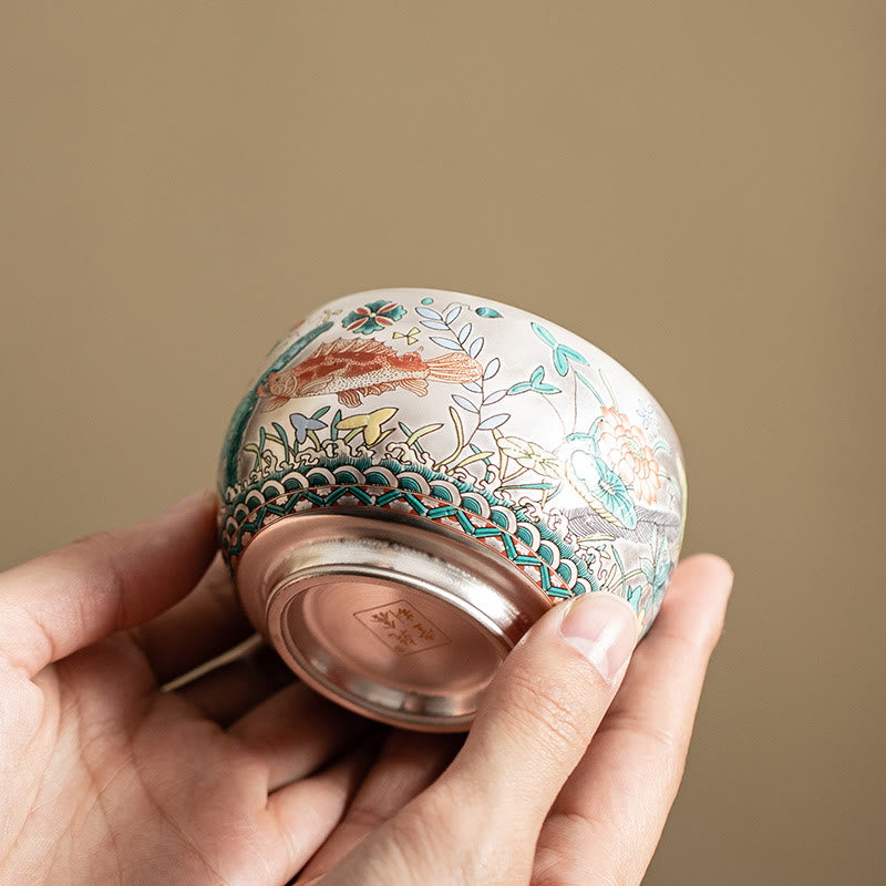 Buddha Stones Fish Lotus Seaweed Valley Mountains Pine Tree Dragon Teacup Kung Fu Tea Cup With Gift Box - image 6