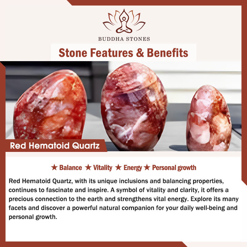 Buddha Stones Natural Red Hematoid Quartz Beads Balance Bracelet - image 5