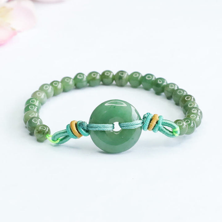 Buddha Stones Jade Beads Peace Buckle Prosperity Bracelet - Jade(Wrist circumference: 15-16cm) - image 0