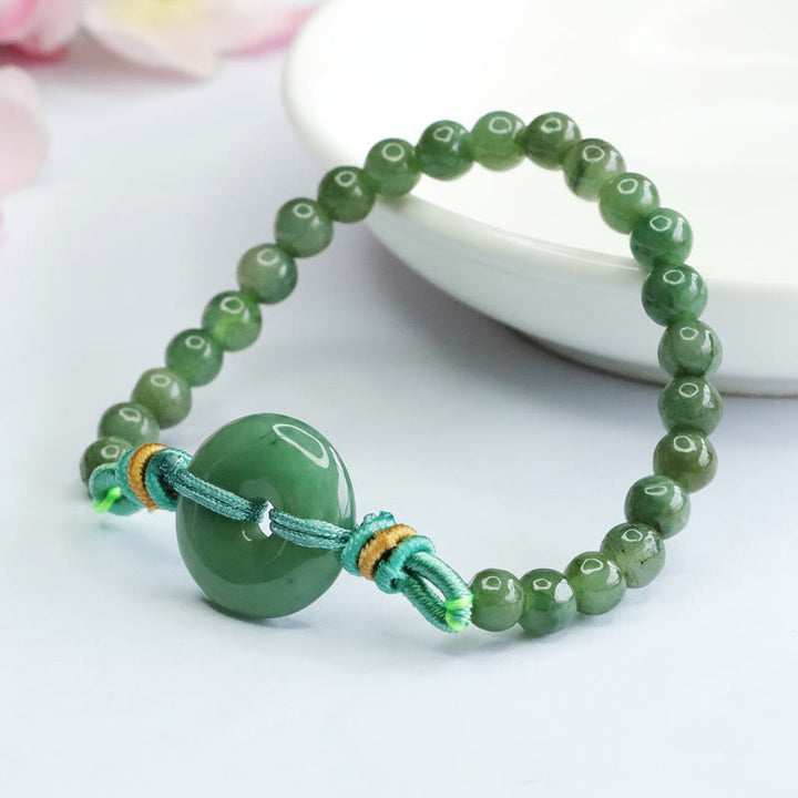 Buddha Stones Jade Beads Peace Buckle Prosperity Bracelet - image 1