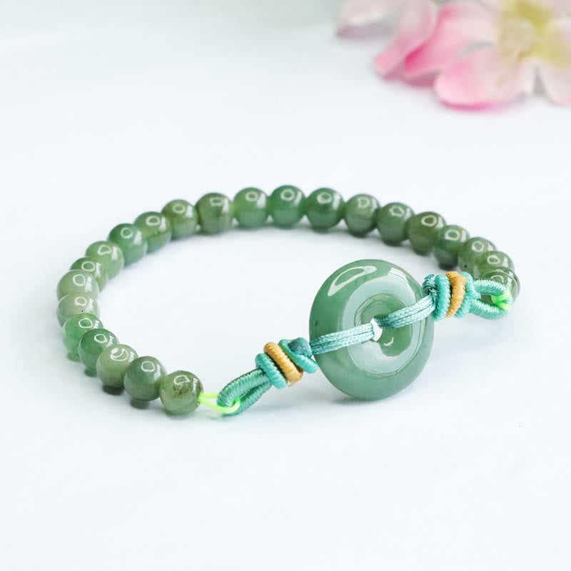 Buddha Stones Jade Beads Peace Buckle Prosperity Bracelet - image 2