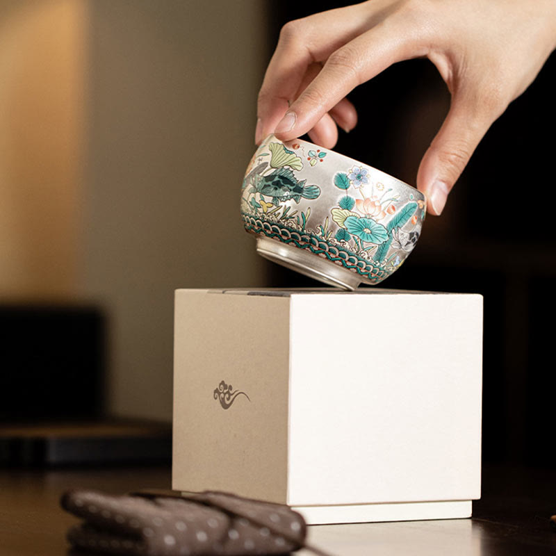 Buddha Stones Fish Lotus Seaweed Valley Mountains Pine Tree Dragon Teacup Kung Fu Tea Cup With Gift Box - image 9