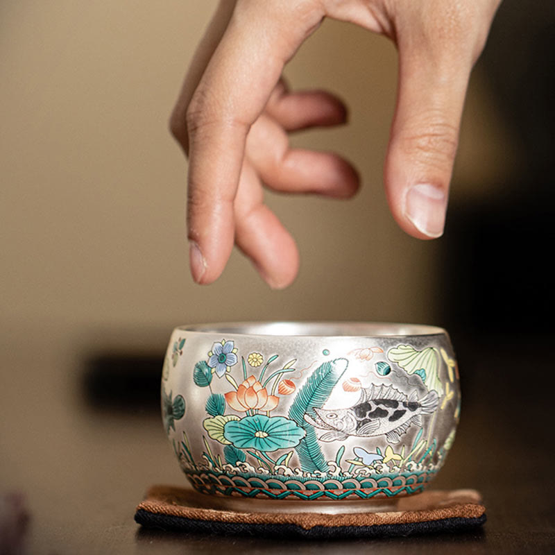 Buddha Stones Fish Lotus Seaweed Valley Mountains Pine Tree Dragon Teacup Kung Fu Tea Cup With Gift Box - image 10