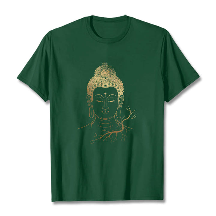 Buddha Stones Golden Meditation Buddha Head Tee T-shirt - ForestGreen - 2XL - image 10