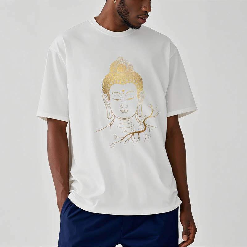 Buddha Stones Golden Meditation Buddha Head Tee T-shirt - image 6