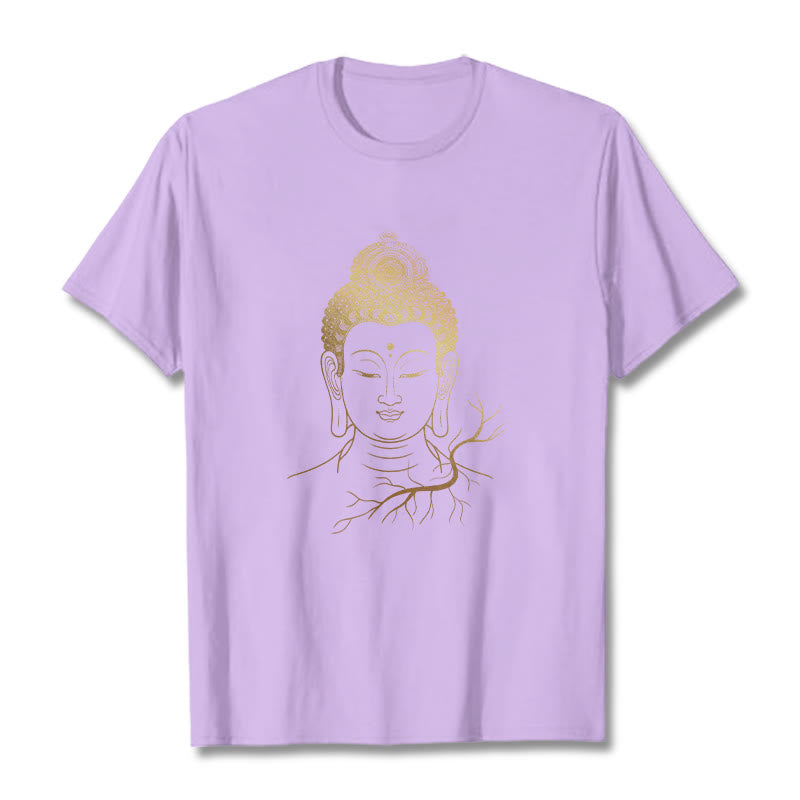Buddha Stones Golden Meditation Buddha Head Tee T-shirt - Plum - 2XL - image 16