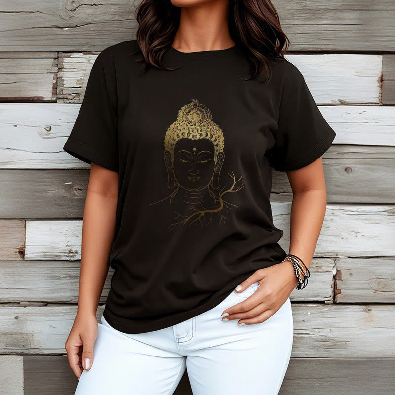 Buddha Stones Golden Meditation Buddha Head Tee T-shirt - image 3