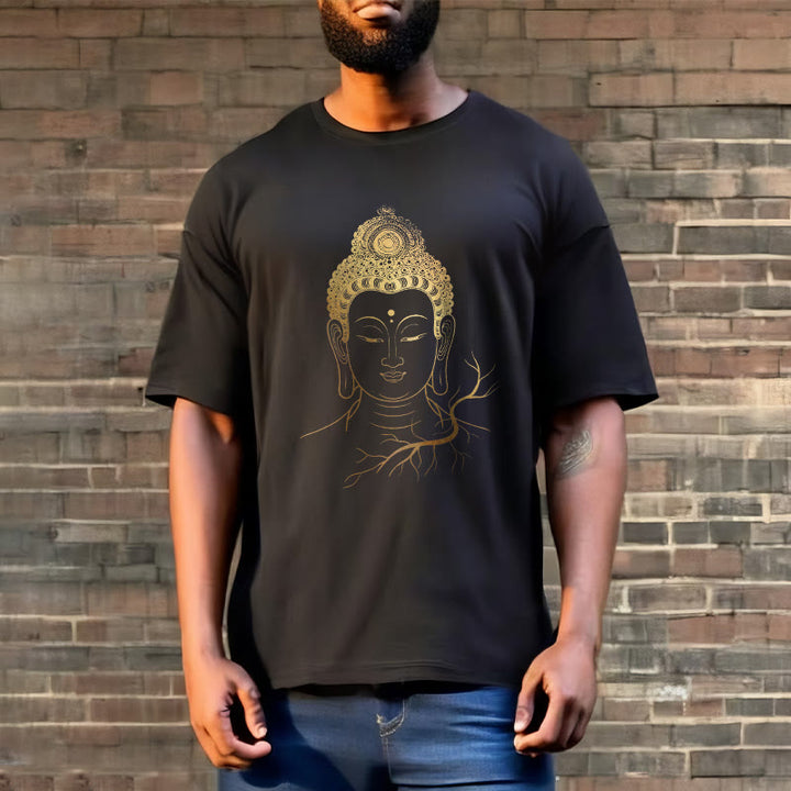 Buddha Stones Golden Meditation Buddha Head Tee T-shirt - image 2
