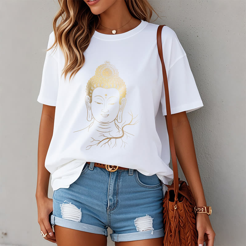 Buddha Stones Golden Meditation Buddha Head Tee T-shirt - image 7