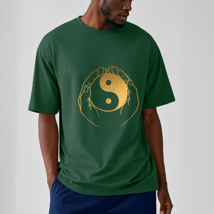 Buddha Stones Hands Holding A Golden Yin Yang Tee T-shirt - image 6