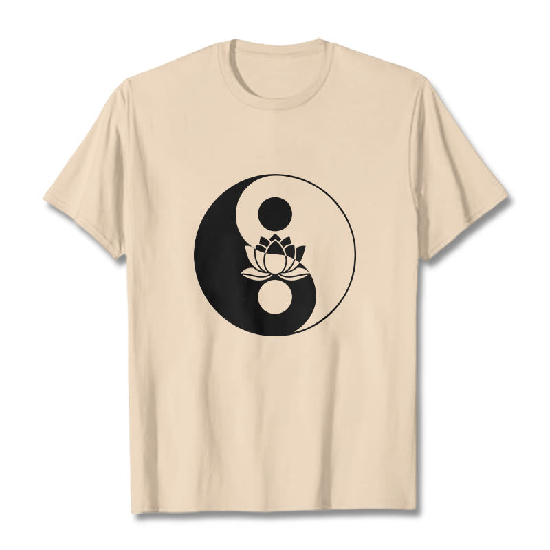 Buddha Stones Yin Yang Lotus Flower Tee T-shirt - Bisque - 2XL - image 8