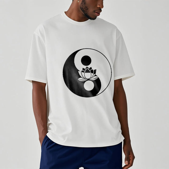 Buddha Stones Yin Yang Lotus Flower Tee T-shirt - image 1