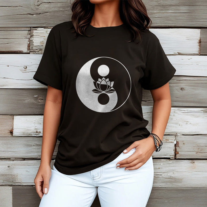 Buddha Stones Yin Yang Lotus Flower Tee T-shirt - image 7