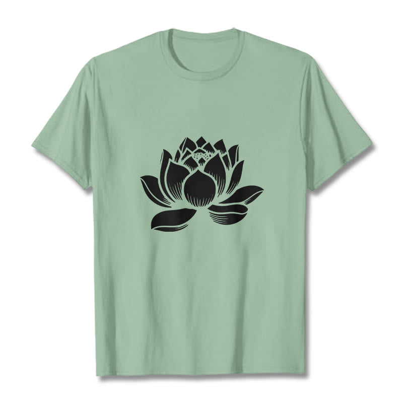Buddha Stones Lotus Flower Design Tee T-shirt - PaleGreen - 2XL - image 14
