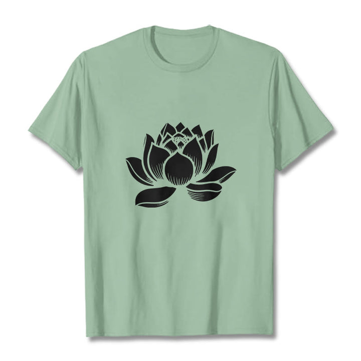 Buddha Stones Lotus Flower Design Tee T-shirt - PaleGreen - 2XL - image 14