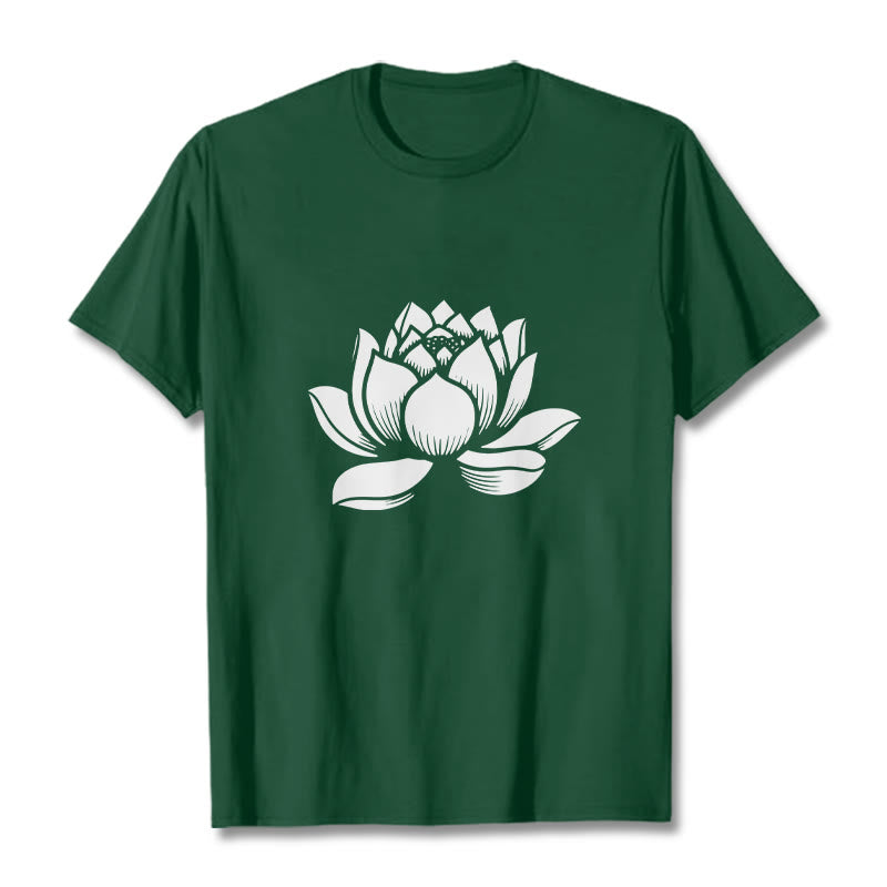 Buddha Stones Lotus Flower Design Tee T-shirt - ForestGreen - 2XL - image 0