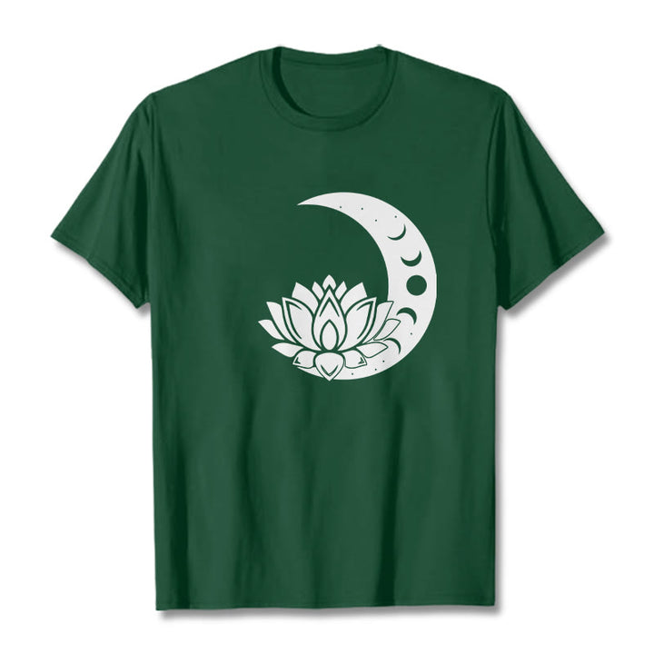 Buddha Stones Crescent Moon Lotus Flower Sun Tee T-shirt - ForestGreen - 2XL - image 10