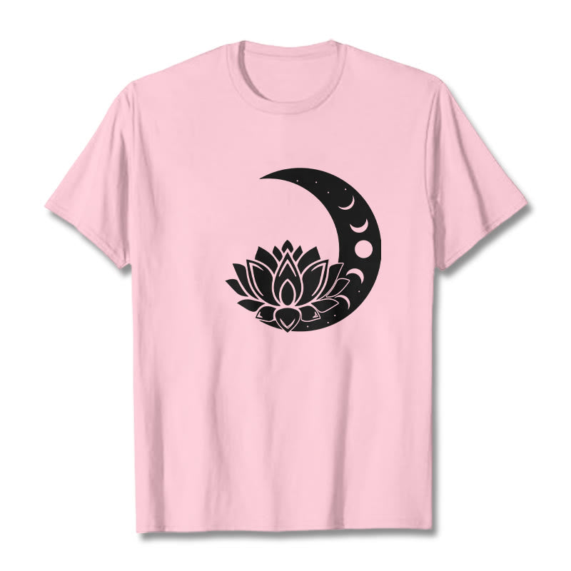 Buddha Stones Crescent Moon Lotus Flower Sun Tee T-shirt - LightPink - 2XL - image 12