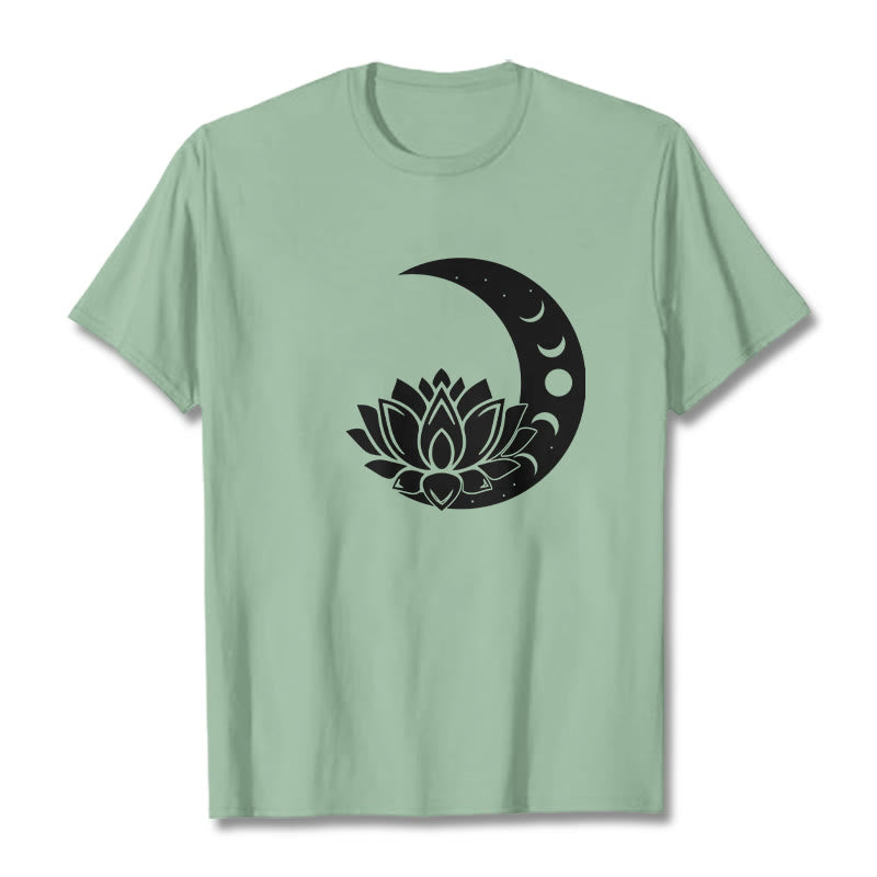 Buddha Stones Crescent Moon Lotus Flower Sun Tee T-shirt - PaleGreen - 2XL - image 14