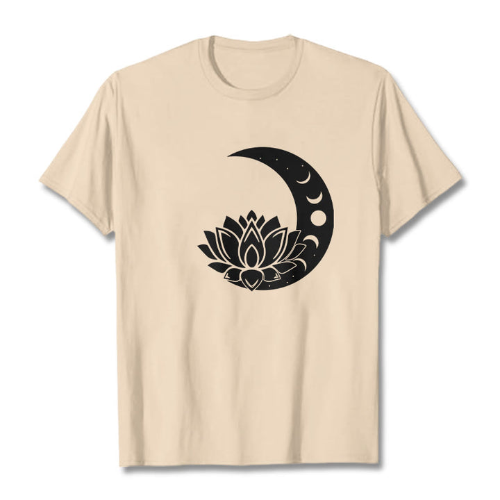 Buddha Stones Crescent Moon Lotus Flower Sun Tee T-shirt - Bisque - 2XL - image 8