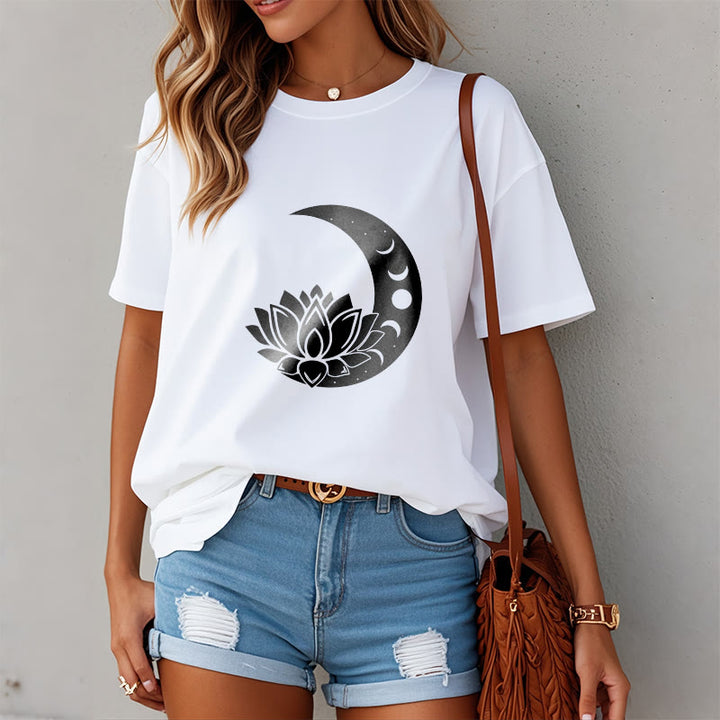 Buddha Stones Crescent Moon Lotus Flower Sun Tee T-shirt - image 2