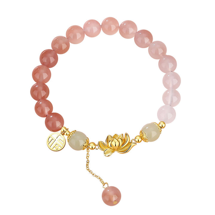 Buddha Stones 925 Sterling Silver Natural Gradient Agate Hetian Jade Lotus Fu Character Enlightenment Bracelet - image 10