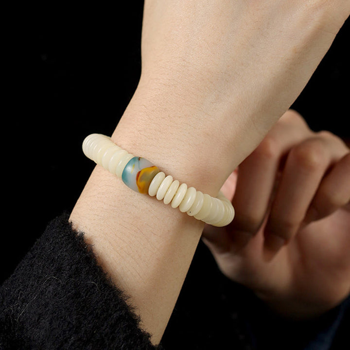 Buddha Stones Natural White Bodhi Seed Stone Wisdom Tassel Bracelet - image 4