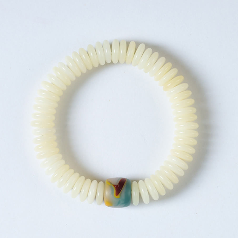 Buddha Stones Natural White Bodhi Seed Stone Wisdom Tassel Wrist Mala Bracelet - image 6