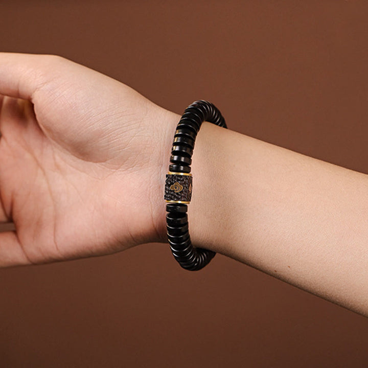 Buddha Stones Tibetan Coconut Shell Auspicious Clouds Positive Bracelet - image 6