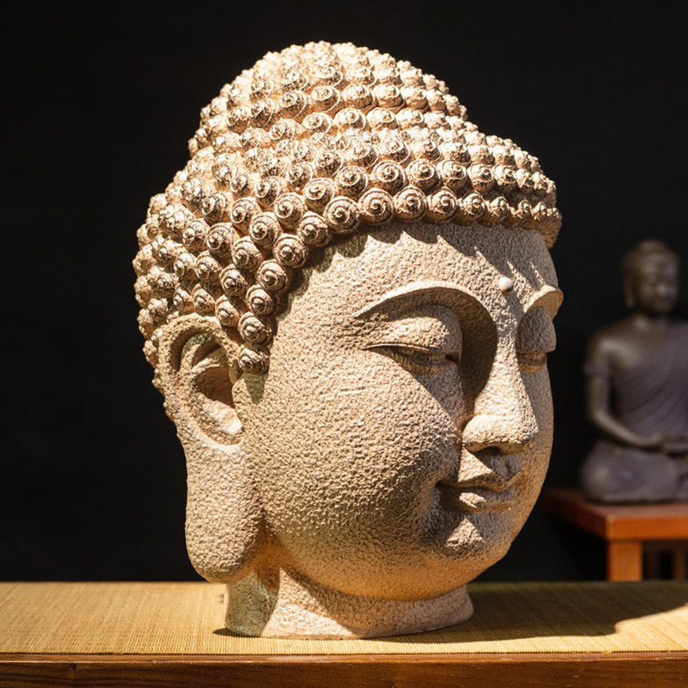 Buddha Stones Closed Eyes Meditating Buddha Head Resin Statue Zen Home Decoration 42*30*30cm - Buddha 42*30*30cm - image 0