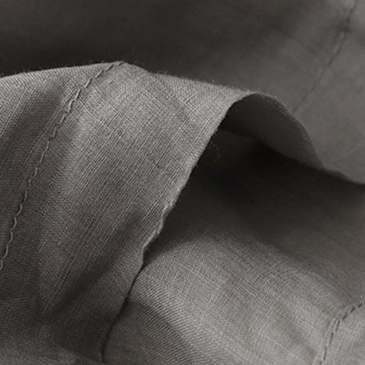 Buddha Stones Geometric Embroidery Elastic Waist Women's Cotton Linen Wide Leg Pants With Pockets - image 9