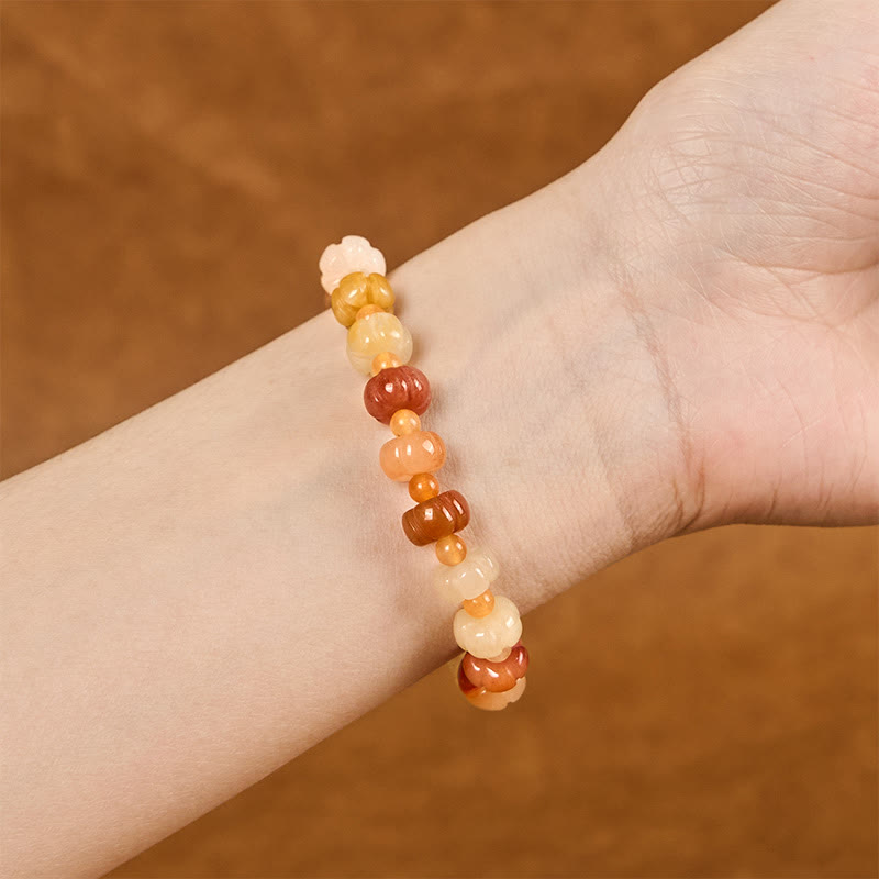 Buddha Stones Golden Silk Jade Pumpkin Beads Wealth Luck Bracelet - image 4