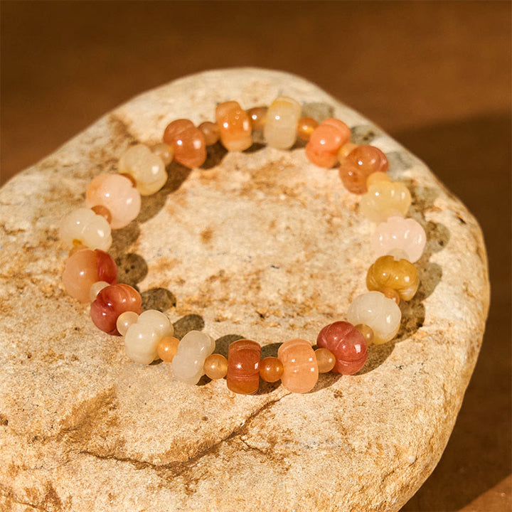 Buddha Stones Golden Silk Jade Pumpkin Beads Wealth Luck Bracelet - image 2