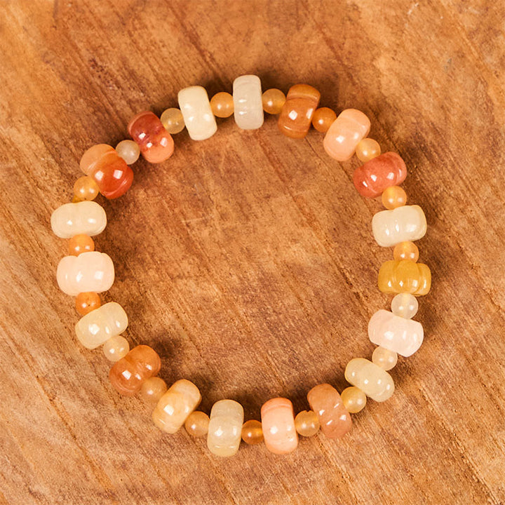 Buddha Stones Golden Silk Jade Pumpkin Beads Wealth Luck Bracelet - image 1