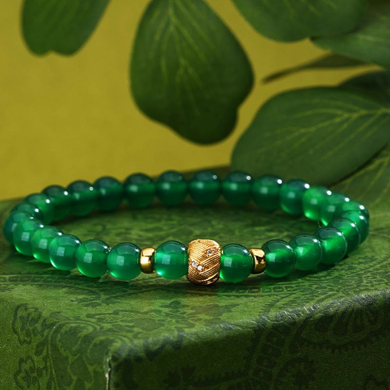 Buddha Stones Green Agate Beads Support Bracelet - image 1